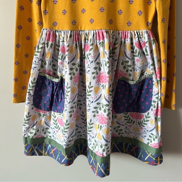 Matilda Jane 6 Choose Your Own Path Gold Star Pencil Dress Mustard Yellow Floral - Picture 3 of 10